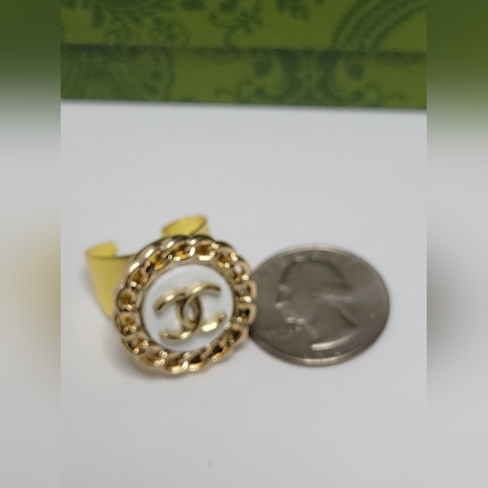Chanel Button, Adjutable, Chunky Statement Ring - image 3